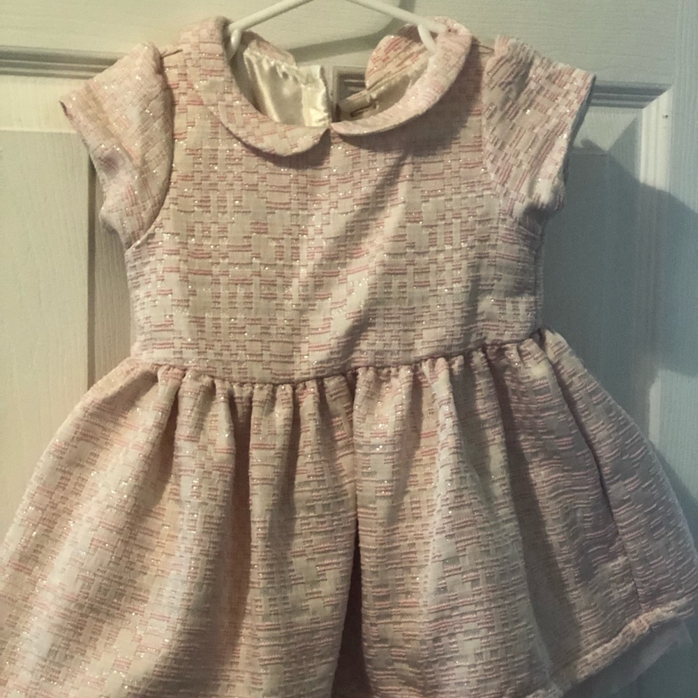 Pink and white fall/winter baby dress